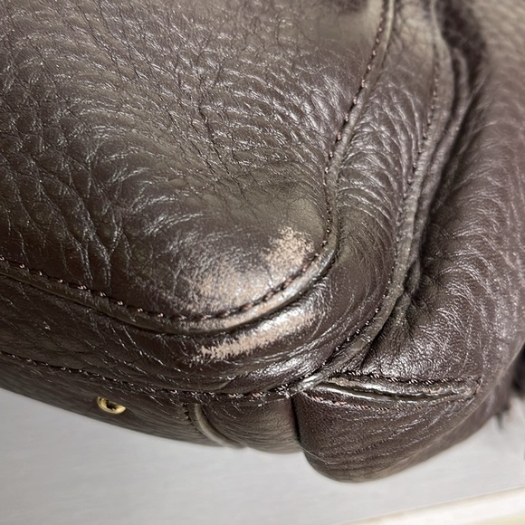 Cole Haan Village H06 Pebble Leather Tassel Dark Brown Shoulder Bag - Picture 7 of 16